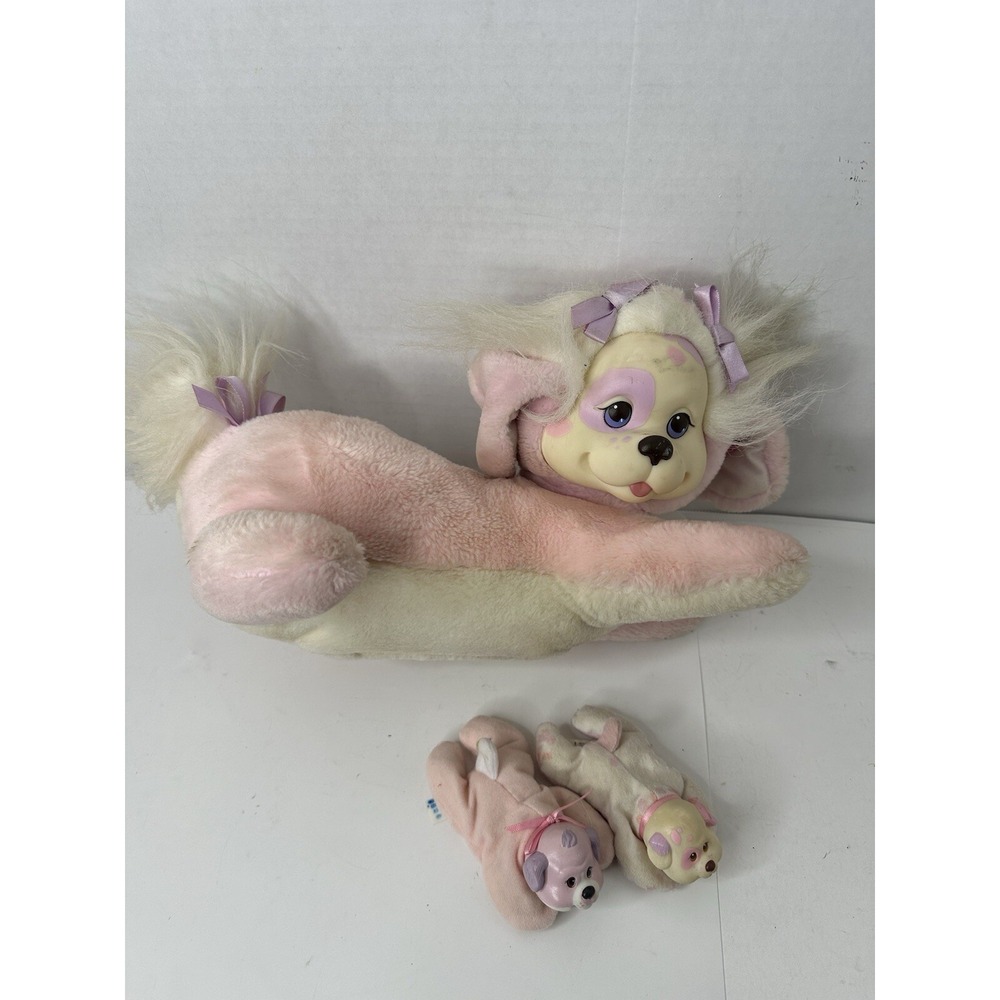 Hasbro Puppy Surprise Pink White 2 Puppies Vintage 1991 Dog Plush Stuffed Animal